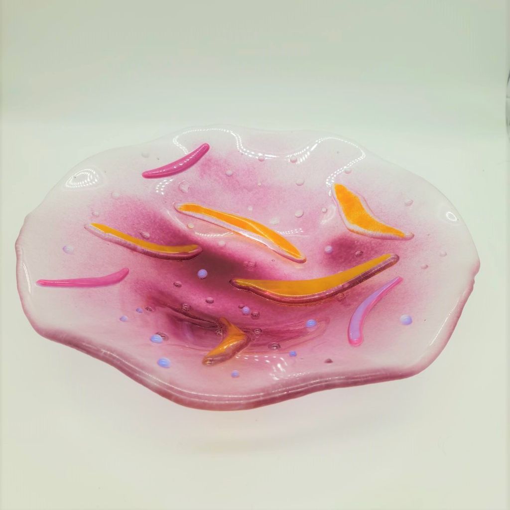 Pink Glass Salad Serving Bowl