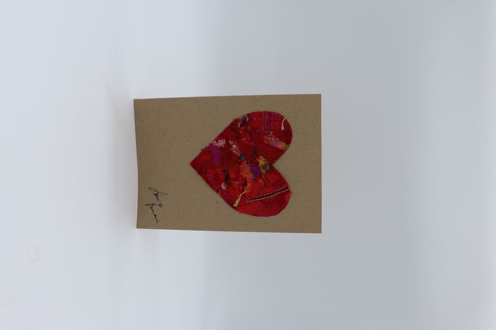 Mixed Media Heart on brown, card