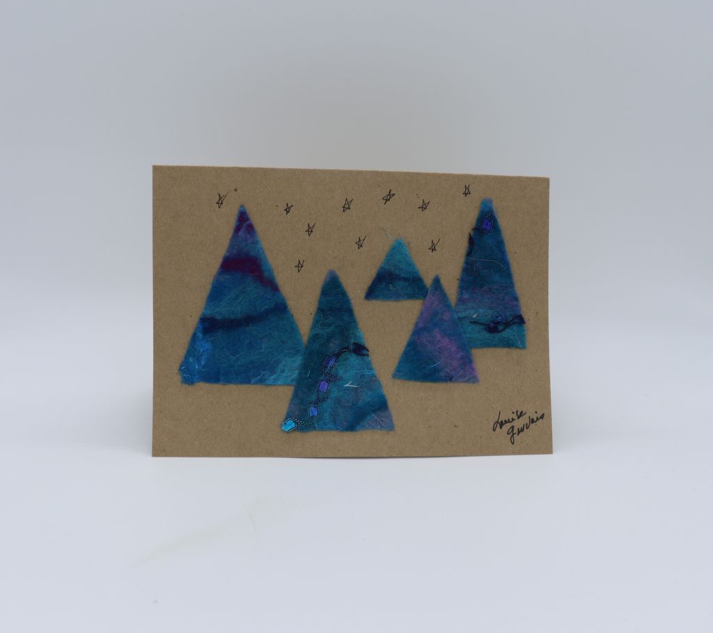 Blue Mixed Media Trees card