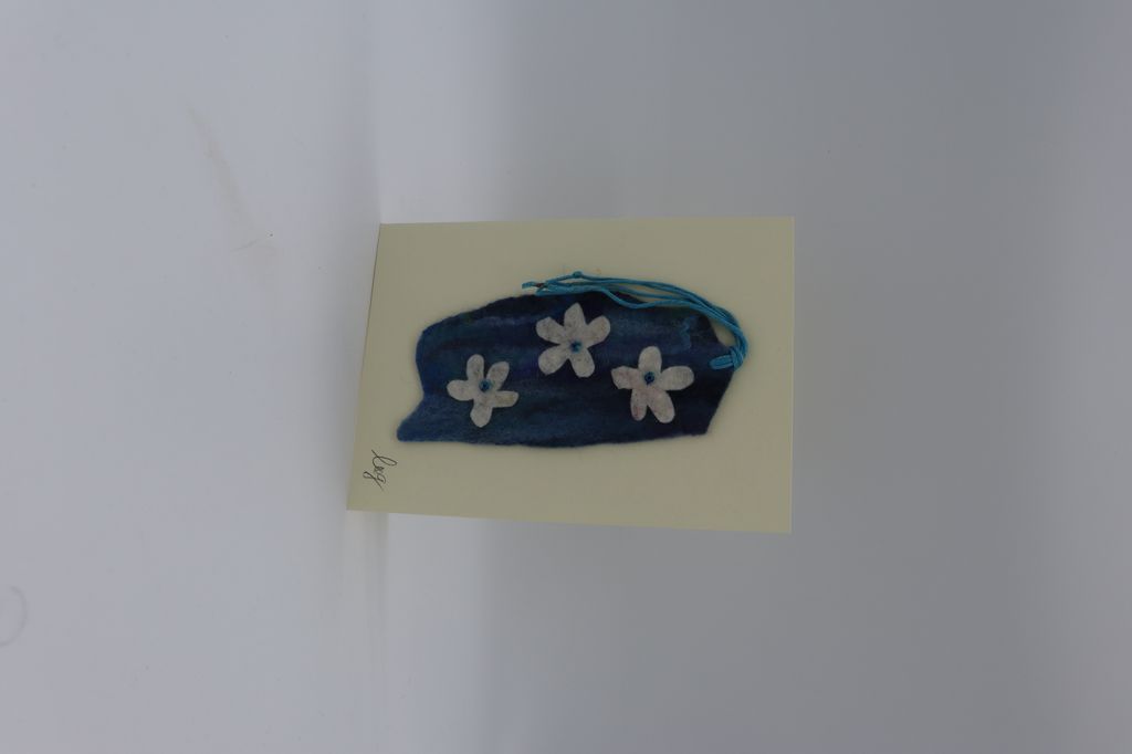 Felted Blue card with florals