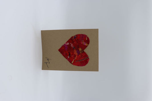 Mixed Media Heart on brown, card