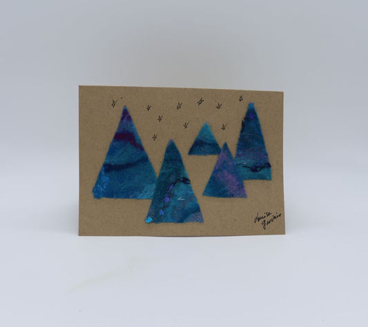 Blue Mixed Media Trees card